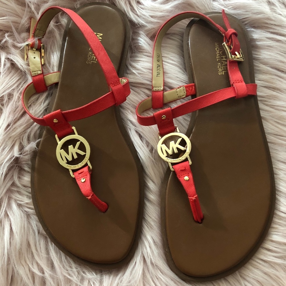 Michael Kors Coral Leather Thong Sandals